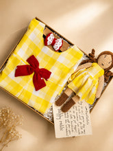गैलरी व्यूवर में इमेज लोड करें, Yellow Check Rakhi Gift Hamper for Sister - Vintage Dress & Handmade Doll