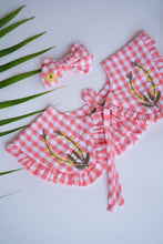 Load image into Gallery viewer, A Detachable Collar and Hair Bow set - Pink Check, hair accessories kept on the center