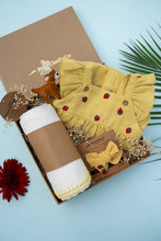 Load image into Gallery viewer, Baby Girl Gift Hamper with Muslin Swaddle and Toy- Yellow Sunshine
