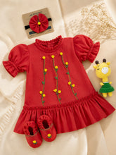 गैलरी व्यूवर में इमेज लोड करें, Embroidery Dress for Girls | Chanderi Silk - Red