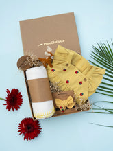 Load image into Gallery viewer, Baby Girl Gift Hamper with Muslin Swaddle and Toy- Yellow Sunshine