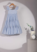 Load image into Gallery viewer, Sun Kissed Layered Dress - Mul Cotton - Blue Stripe