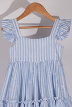 Load image into Gallery viewer, Sun Kissed Layered Dress - Mul Cotton - Blue Stripe