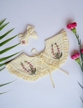 Load image into Gallery viewer, Detachable Collar and Hair Bow set - Yellow Check