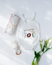 Load image into Gallery viewer, Baby Boy Gift Hamper with Cotton Romper and Swaddle | Little Meadows | White