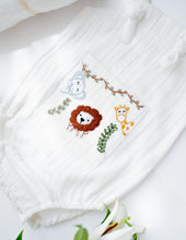 Load image into Gallery viewer, Baby Boy Gift Hamper with Cotton Romper and Swaddle | Little Meadows | White