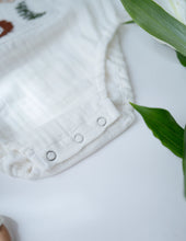Load image into Gallery viewer, Jungle Pals Playsuit | Cotton Muslin Baby Romper | White