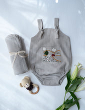 Load image into Gallery viewer, Baby Boy Gift Hamper with Cotton Romper and Swaddle | The Little Lamb | Grey
