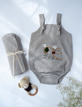 Load image into Gallery viewer, Baby Boy Gift Hamper with Cotton Romper and Swaddle | The Little Lamb | Grey
