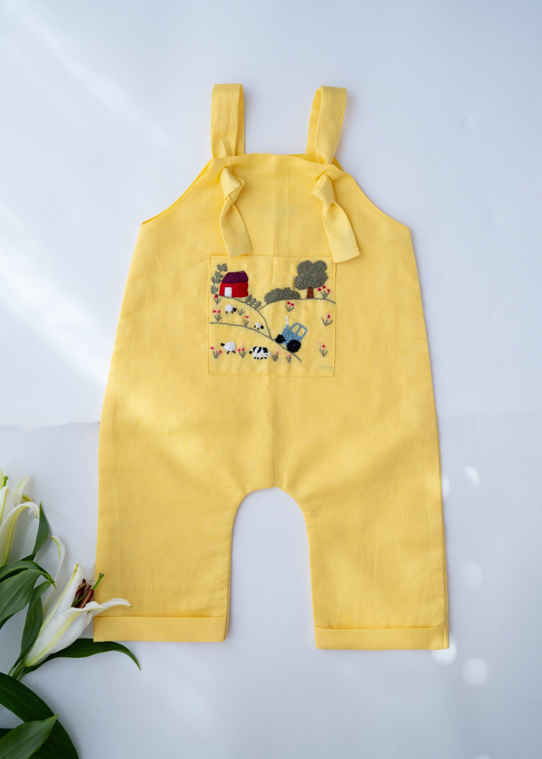 Little Farmer Cotton Jumpsuit for Boys | Yellow