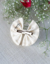 Load image into Gallery viewer, Chanderi Silk Hair Bows for Girls | Off-White
