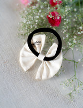 Load image into Gallery viewer, Chanderi Silk Hair Bows for Girls | Off-White