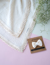 Load image into Gallery viewer, Organic Muslin Baby Swaddle/Blanket With Lace | Cuddle Cloud Infant Wrap