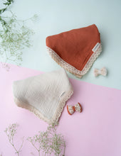 Load image into Gallery viewer, Organic Muslin Baby Swaddle/Blanket With Lace | Cuddle Cloud Infant Wrap