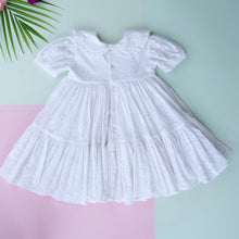 Load image into Gallery viewer, Classic White Hakoba Lace Dress with Handblocked Apron