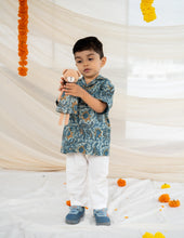 Load image into Gallery viewer, Cotton Shirt for Kids | Classic Collar | Indigo Print
