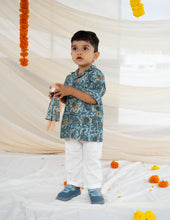 Load image into Gallery viewer, Cotton Shirt for Kids | Classic Collar | Indigo Print