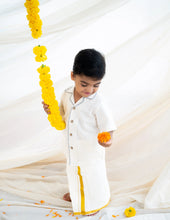 Load image into Gallery viewer, Handwoven Cotton Shirt for Kids | Spread Collar | Off-White