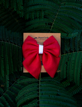 Load image into Gallery viewer, Red Cotton Linen Sailor Bow Clip