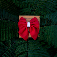 Load image into Gallery viewer, Red Cotton Linen Sailor Bow Clip