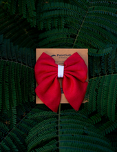 Load image into Gallery viewer, Red Cotton Linen Sailor Bow Clip