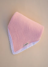 Load image into Gallery viewer, Organic Muslin Baby Swaddle/Blanket With Lace | Soft Pink Dream Wrap