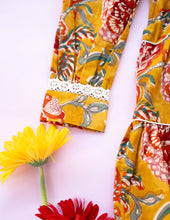 Load image into Gallery viewer, Golden Blossom Tiered Cotton Dress for Girls