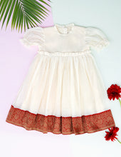 Load image into Gallery viewer, Traditional Silk Border Dress for Girls | Puff Sleeve | Tiny Pattu Pavadai