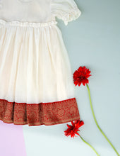 Load image into Gallery viewer, Traditional Silk Border Dress for Girls | Puff Sleeve | Tiny Pattu Pavadai