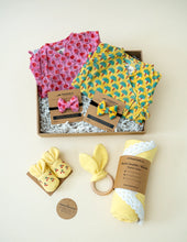 Load image into Gallery viewer, Eco-Friendly Mulmul Blockprint Newborn Gift Set | Baby Girl
