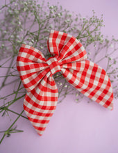 गैलरी व्यूवर में इमेज लोड करें, Ruby Gingham Charm Bow | Big Bow Hair Clip | Red
