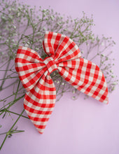 गैलरी व्यूवर में इमेज लोड करें, Ruby Gingham Charm Bow | Big Bow Hair Clip | Red
