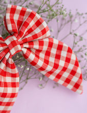 गैलरी व्यूवर में इमेज लोड करें, Ruby Gingham Charm Bow | Big Bow Hair Clip | Red