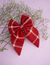 Load image into Gallery viewer, Royal Maroon Check Big Bow | Hair Clip