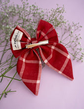 Load image into Gallery viewer, Royal Maroon Check Big Bow | Hair Clip