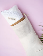 Load image into Gallery viewer, Lace-Trimmed Organic Cotton Swaddle Blanket | White