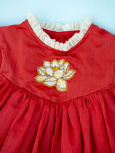 Load image into Gallery viewer, Lotus Bloom Festive Dress | Red Chanderi Silk
