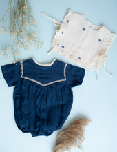 गैलरी व्यूवर में इमेज लोड करें, Baby Girl Romper and Detachable Vest | Cotton | Indigo
