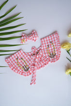 Load image into Gallery viewer, A Detachable Collar and Hair Bow set - pink Check, hair accessories kept on a white surface
