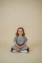 Load image into Gallery viewer, Grey Meadow Blossom Cotton Frock for Girls | Hand Embroidered