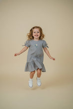 Load image into Gallery viewer, Grey Meadow Blossom Cotton Frock for Girls | Hand Embroidered