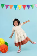 Load image into Gallery viewer, Traditional Silk Border Dress for Girls | Puff Sleeve | Tiny Pattu Pavadai