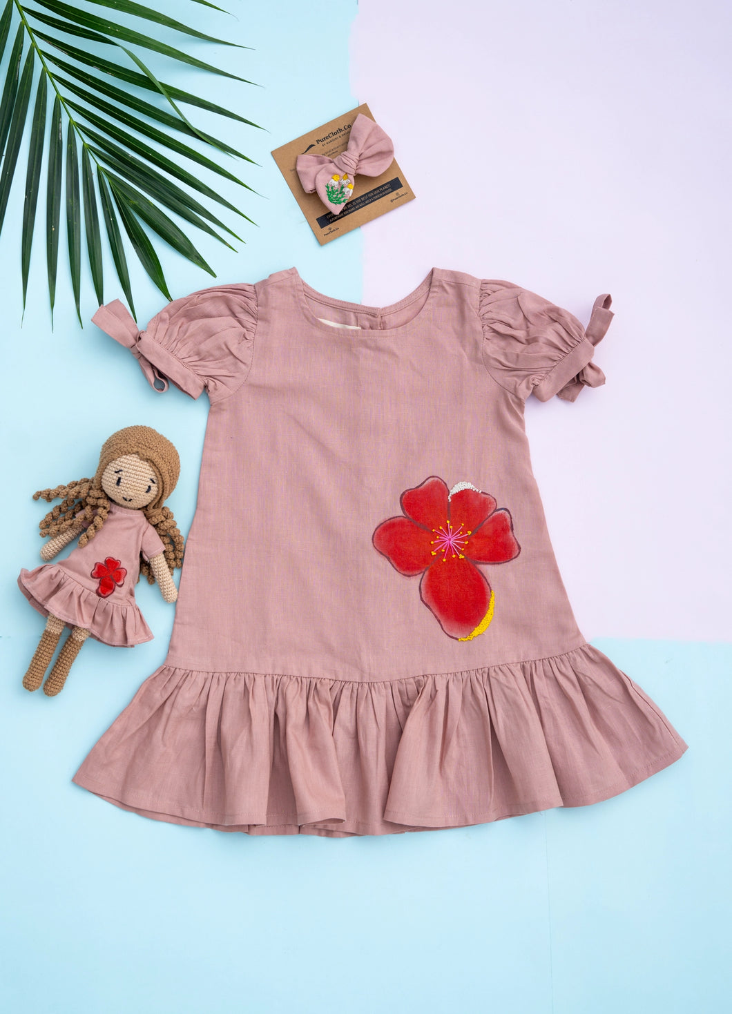 Scarlet Blossoms Cotton Frock | Girls | Handpainted