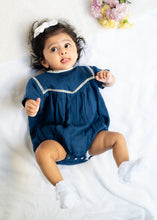 गैलरी व्यूवर में इमेज लोड करें, Baby Girl Romper and Detachable Vest | Cotton | Indigo