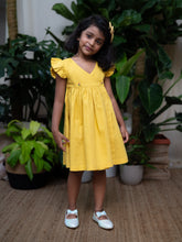 Load image into Gallery viewer, Organic Flutter Sleeve Wrap dress - Baby Yellow