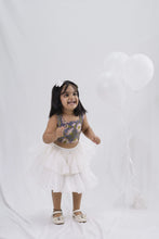 Load image into Gallery viewer, Kota Silk Tiered Skirt Set for Girls | Soft Chanderi Top | Floral Hues