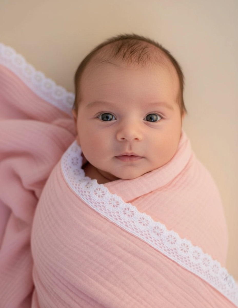 Baby Swaddle Adjustable Infant Wrap In White Color Pink Flower Style main image 0