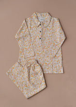 Load image into Gallery viewer, Beautiful cotton pajamas set kept upon a peach background.
