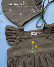 गैलरी व्यूवर में इमेज लोड करें, It is an organic baby romper set which has two pieces in total kept upon a blue background.