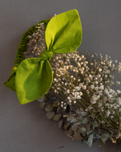 गैलरी व्यूवर में इमेज लोड करें, A green baby hair accessroy tied around flower.